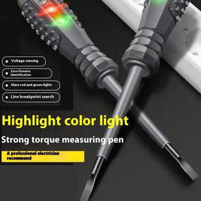 Caneta de indução inteligente, caneta elétrica em forma de cruz, caneta de medição de indução especializada para eletricistas, circuito de detecção doméstica liga/desliga, caneta elétrica de chave de fenda de uso duplo