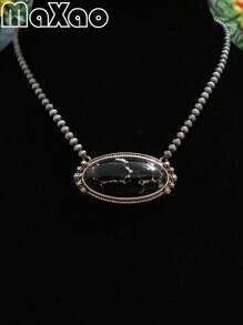 Vintage European & American Bohemian Style Turquoise Necklace For Women, Suitable For Party, Travel, Gift For Festivals & Anniversaries. Please Share Photo Review If You Like The Product.