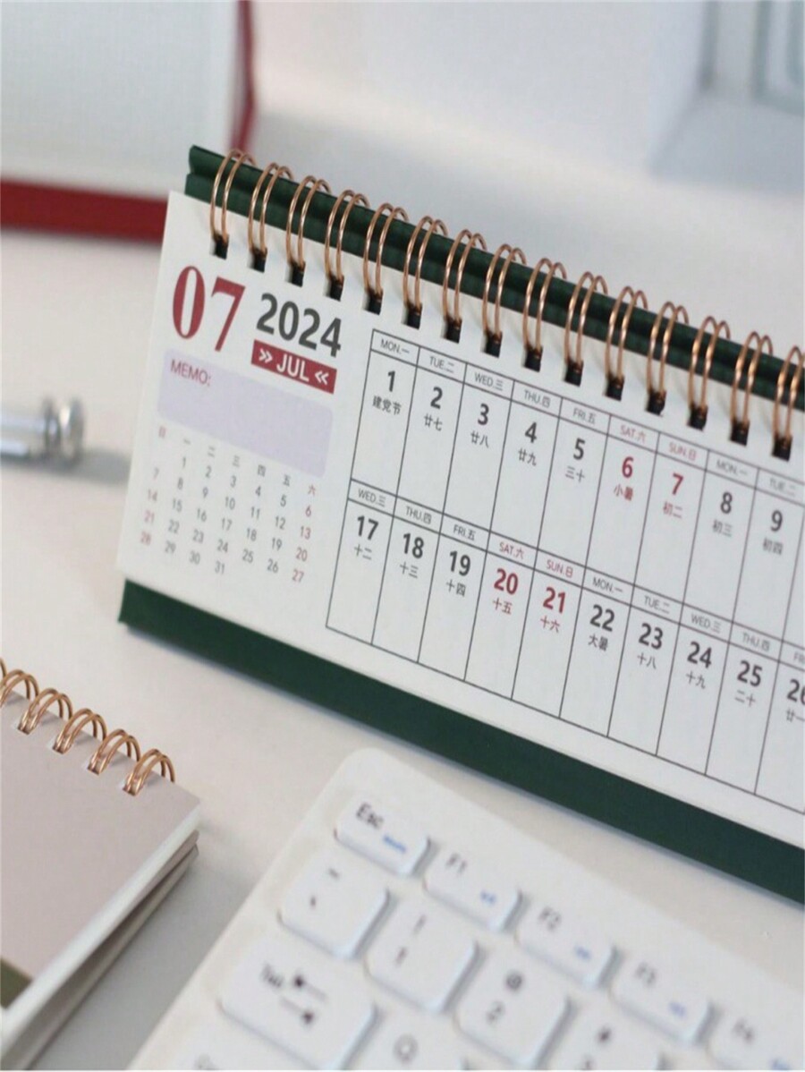 1pc 2024.72025.12 Bronzing Long Calendar Planner Simplicity Desk