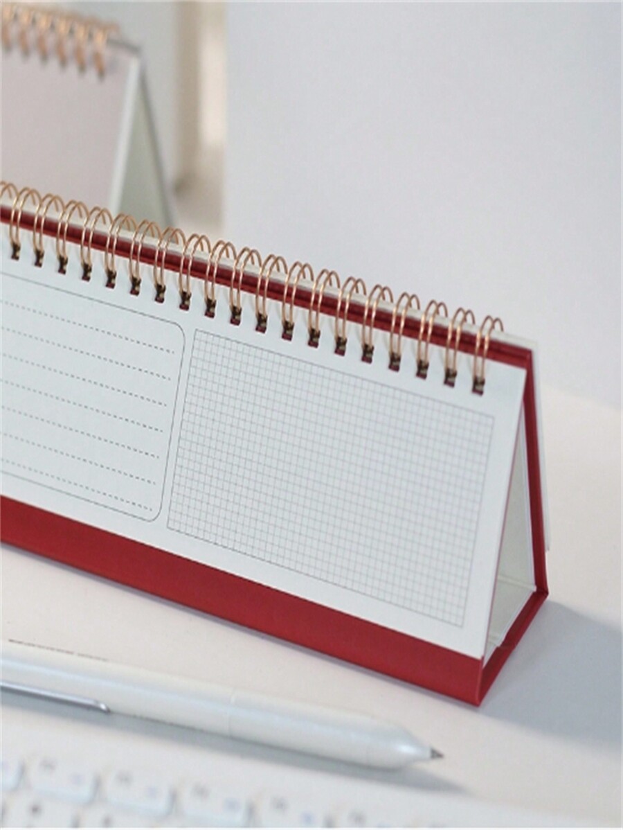 1pc 2024.72025.12 Bronzing Long Calendar Planner Simplicity Desk