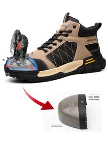 New Men's Hiking Boots With Anti-Smash, Anti-Puncture, Wear-Resistant Cowhide Sole, Steel Closed Toe Safety Boots