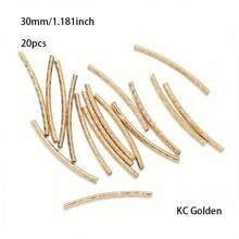 20 piezas de 30mm Tubos huecos texturizados y curvos con rosca, accesorios para joyería hecha a mano de collares y pulseras DIY