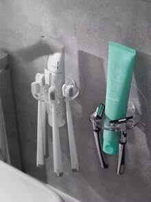 1 Giá để bàn chải đánh răng đơn giản, Giá để bàn chải đánh răng gắn tường trong suốt, Giá để dao cạo, Giá để đồ trong phòng tắm, Thích hợp để cất đồ trong phòng tắm - Nhiều màu - Xem 4