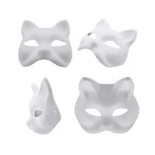 DIY 可绘制猫面具，视野清晰 - 圣诞节和角色扮演派对 | PVC 动物脸服装配饰 - 彩色 - 查看 4