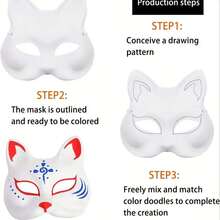 DIY 可绘制猫面具，视野清晰 - 圣诞节和角色扮演派对 | PVC 动物脸服装配饰 - 彩色 - 查看 7