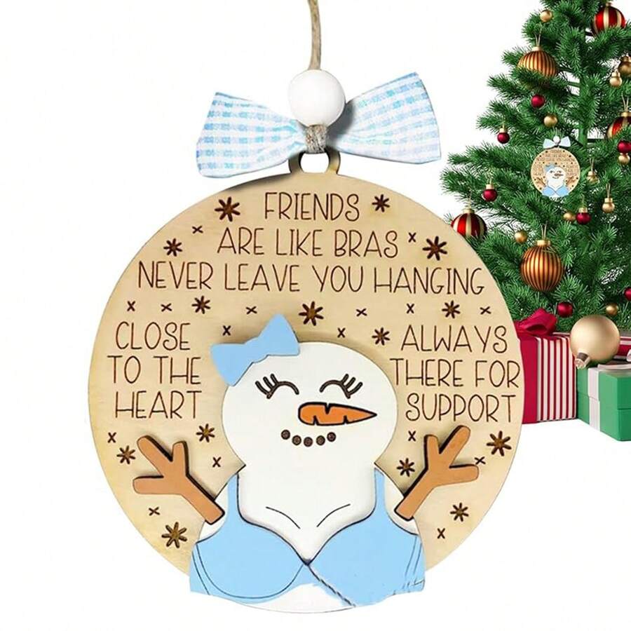 有趣的木制圣诞树装饰品，适用于庭院、家庭、汽车、窗户和壁炉圣诞派对装饰、节日派对用品、节日新奇物品和完美的节日礼物 - 彩色 - 查看 1