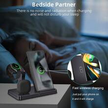 3 In 1 Charging Station Compatible With Samsung, Fast Wireless Charger Stand Compatible With Galaxy S26/S25/S24/S23/Z Fold/Flip Series, Compatible With Galaxy Watch Ultra/8/7/6/5, Compatible With Galaxy Buds Pro/4/3/2 - Black - View 5