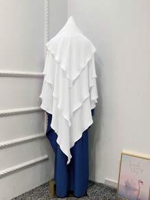 1 pieza Pañuelo de cabeza de gasa de 3 capas de unicolor, transpirable y cómodo, elegante y casual de poliéster, adecuado para todas las estaciones