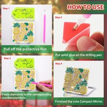 1pc Diamond Painting Mini Square Mirror For Wallet & Travel, Fruit Pattern Diamond Painting Makeup Mirror Suitable For Adults & Women, DIY Special Shape Beginner Art Craft Christmas Gift