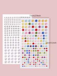 2PCS Multi-Grain Silver White 3D Faux Rhinestone & Colorful Faux Pearl Face Decor Stickers, Y2K Festival Party Daily Makeup DIY Music Festival Ball, Suitable For Hair, Eyes, Face And Body Decoration - Multicolor - View 5
