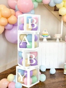 1pc 25cm White Letter Transparent Box (Box And Letter), Birthday Decoration, Wedding Decoration, Wedding Anniversary Decoration, Baby Shower Decoration, Christmas Decoration, 2025 New Year Party Room Decoration, Tabletop Decor, Initial Transparent Balloon Box Surprise Gift Box, Party Favor, Spell Name Letter Decoration Party - Letter Transparent Box - View 4