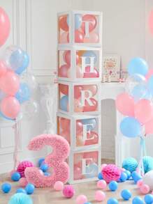 1pc 25cm White Letter Transparent Box (Box And Letter), Birthday Decoration, Wedding Decoration, Wedding Anniversary Decoration, Baby Shower Decoration, Christmas Decoration, 2025 New Year Party Room Decoration, Tabletop Decor, Initial Transparent Balloon Box Surprise Gift Box, Party Favor, Spell Name Letter Decoration Party - Letter Transparent Box - View 6