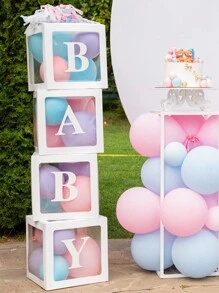 1pc 25cm White Letter Transparent Box (Box And Letter), Birthday Decoration, Wedding Decoration, Wedding Anniversary Decoration, Baby Shower Decoration, Christmas Decoration, 2025 New Year Party Room Decoration, Tabletop Decor, Initial Transparent Balloon Box Surprise Gift Box, Party Favor, Spell Name Letter Decoration Party - Letter Transparent Box - View 5