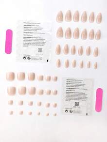 48 件/套极简风格适合女孩日常佩戴多色短指甲和脚趾甲裸色渐变指甲贴纸派对装饰节日礼物含 2 件果冻凝胶和 1 件刮刀 - 彩色 - 查看 2