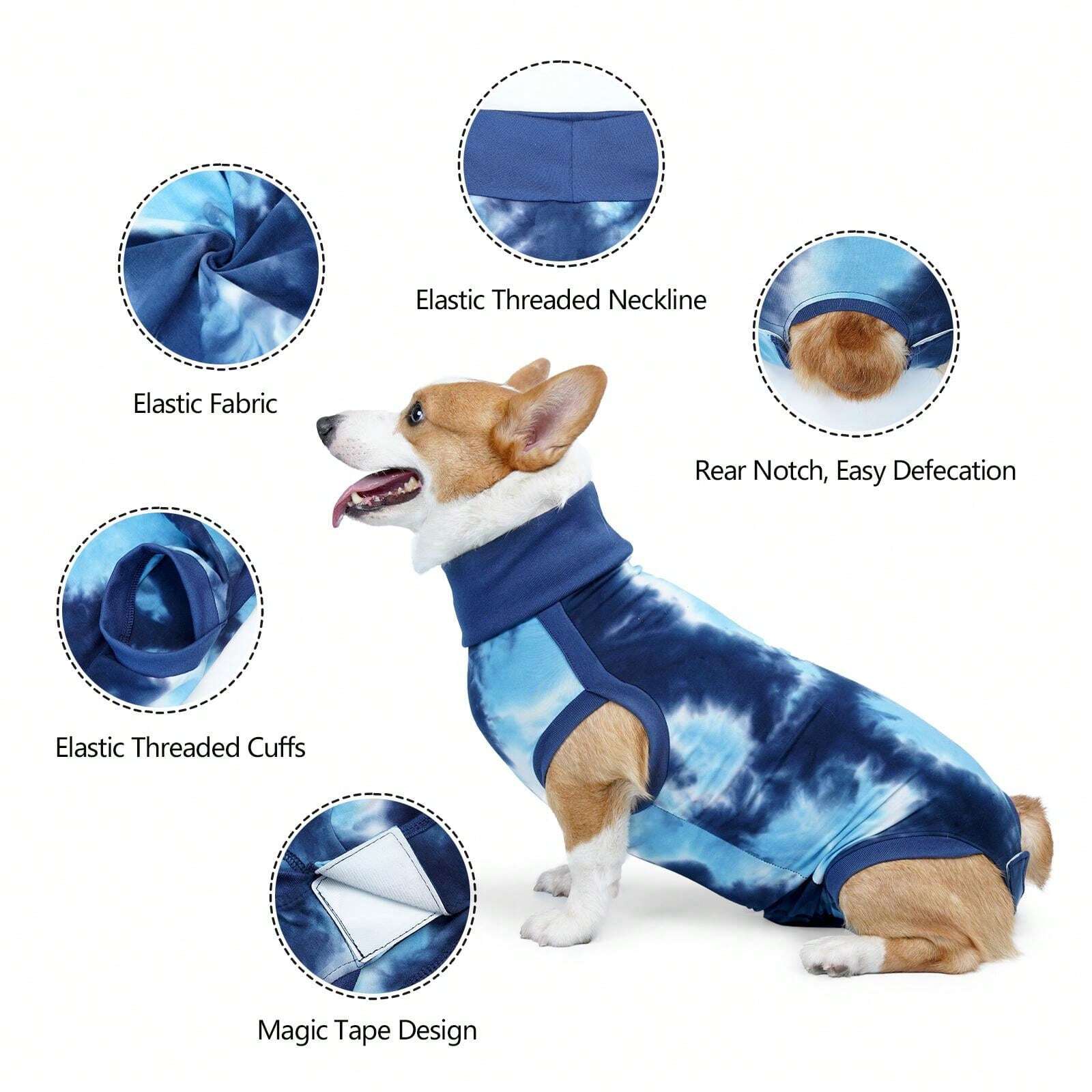 Dog Surgery Recovery Suit For Abdominal Wound, ECollar Cone