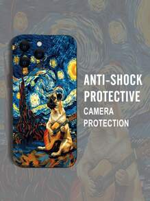 1pc Guitar Dog Theme 2D Pattern Popular Creative Cool Style Suitable As Gift For Friends, Family, Couples, Yourself. Matte Black Soft Case Full Protective Anti-Dust Waterproof Compatible With Apple,