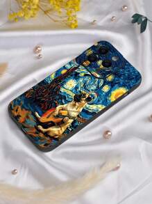 1pc Guitar Dog Theme 2D Pattern Popular Creative Cool Style Suitable As Gift For Friends, Family, Couples, Yourself. Matte Black Soft Case Full Protective Anti-Dust Waterproof Compatible With Apple,