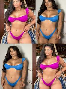 Kit 2 Half Cup Bikinis With Underwire And Padded Bra - 綠色 - 查看 3