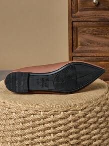 WHDXY 女士平底纯色尖头乐福鞋，四季舒适工作办公室通勤鞋 - 棕色 - 查看 8