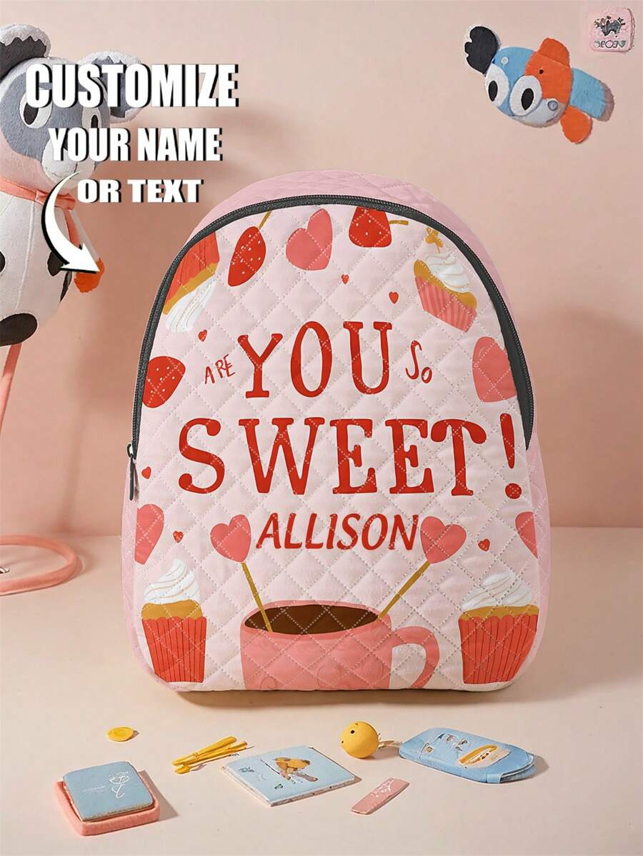 1 chiếc Ba lô họa tiết bánh trái tim hoạt hình tùy chỉnh, có thể tùy chỉnh theo thiết kế độc đáo của bạn, phù hợp cho trẻ em và thanh thiếu niên, in tên của riêng bạn hoặc in tên chị gái và bạn cùng lớp làm quà tặng Ý tưởng quà tặng mùa đông cho bé trai và bé gái Ngày lễ tình nhân - Nhiều màu - Xem 1