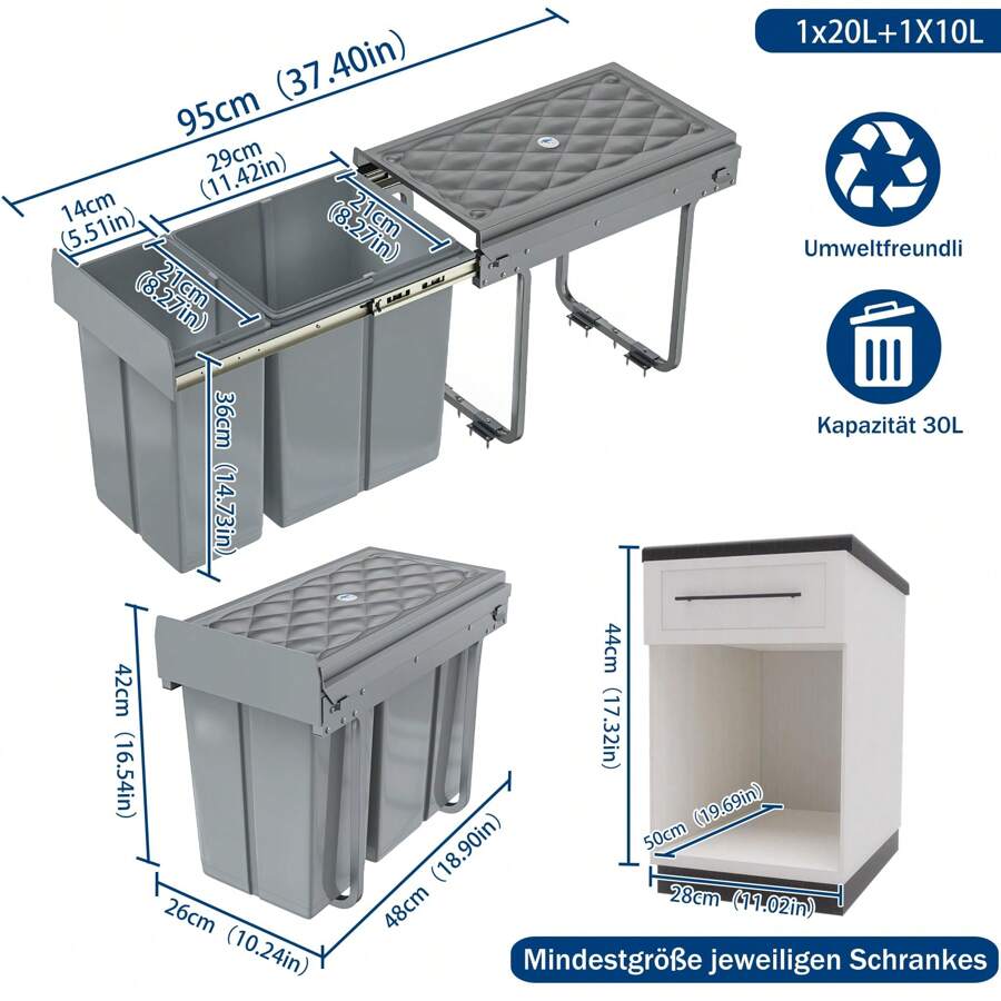 Kitchen Trash Can Under BuiltIn Waste Bin Extendable Waste