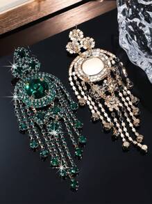 1 Cặp bông tai tua rua bằng đá Rhinestone hình học màu đỏ và xanh lá cây sang trọng, phù hợp cho trang phục dự tiệc, đám cưới, lễ hội của phụ nữ - hình học - Xem 10