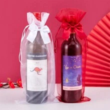 10/20 pièces/set Sacs à vin en organza blancs, sacs cadeaux pour vin en maille transparente, sacs de voyage pour bouteille de vin avec cordon de serrage, housses de transport étanches pour bouteilles (convient pour divers événements, mariages, Saint-Valentin, festivals, etc.), Taille unique 10 pièces/set