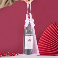 10/20 pièces/set Sacs à vin en organza blancs, sacs cadeaux pour vin en maille transparente, sacs de voyage pour bouteille de vin avec cordon de serrage, housses de transport étanches pour bouteilles (convient pour divers événements, mariages, Saint-Valentin, festivals, etc.), Taille unique 10 pièces/set