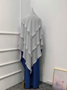 1 pieza Pañuelo de cabeza de gasa de 3 capas de unicolor, transpirable y cómodo, elegante y casual de poliéster, adecuado para todas las estaciones