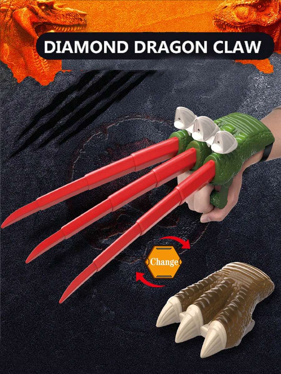 1pc Đồ chơi móng vuốt khủng long có thể thu vào/ móng vuốt sói Dao trọng lực kéo dài thực tế Đồ chơi sáng tạo - Nhiều màu - Xem 1