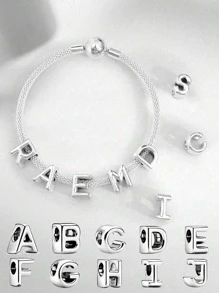 1 Pieza Elegante de Abalorios con 26 Letras para Mujeres a Juego con Pulseras y Brazaletes, Joyería DIY, Regalo de Aniversario, Fina Joyería para Damas
