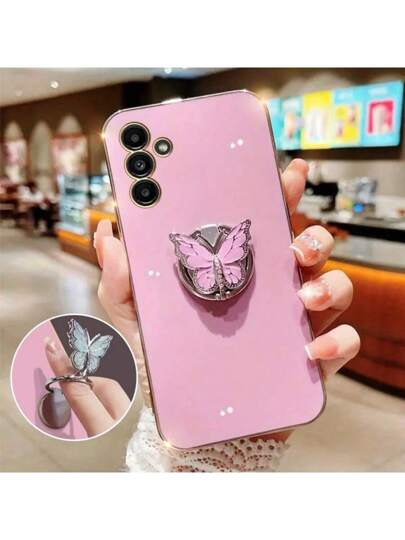 Custodia per telefono elegante con anello portachiavi in metallo a forma di farfalla, compatibile come cover antiscivolo alla moda | SHEIN ALIA