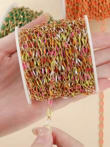 1 m Cadena de acero inoxidable para goteo de aceite, cadena oval trenzada para goteo de aceite, cadena dorada con recubrimiento electrolítico de vacío, material para hacer collares, brazaletes y joyas DIY