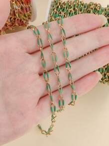 1 m Cadena de acero inoxidable para goteo de aceite, cadena oval trenzada para goteo de aceite, cadena dorada con recubrimiento electrolítico de vacío, material para hacer collares, brazaletes y joyas DIY