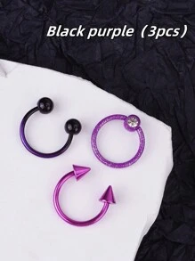 3入組Y2K風格彩色鼻環馬蹄鼻鉤耳環16g不鏽鋼鼻環唇環鉸鏈鼻環穿刺飾品，鼻環按鈕，鼻環環狀彎曲穿刺飾品，適用於鼻環、軟骨環、耳垂、耳弓、耳環。女士、男士萬聖節穿刺身體飾品，適用於派對、約會、日常穿著 - 彩色 - 查看 6