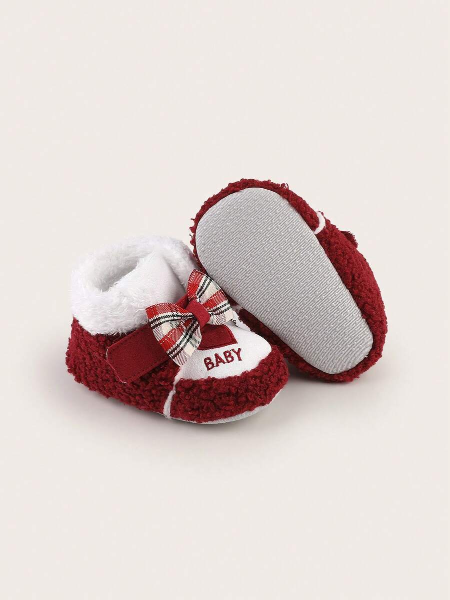 Giày đi bộ ấm áp dày họa tiết hoạt hình mùa thu đông cho trẻ sơ sinh, giày bốt cho trẻ sơ sinh nam và nữ 1 tuổi, giày và tất đi sàn cho trẻ 3-6-9 tháng - Màu Đỏ Sâu - Xem 1