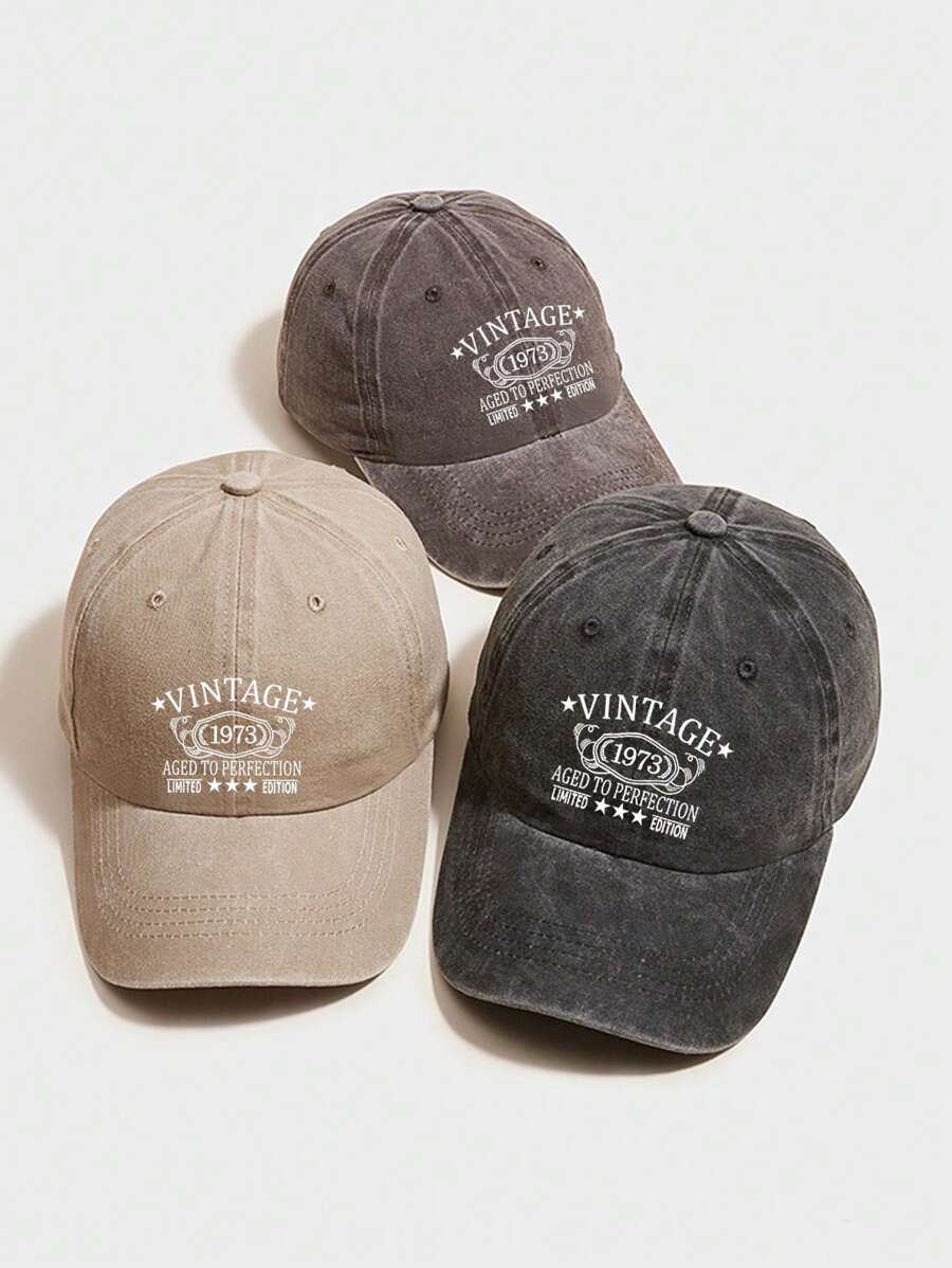 VINTAGE 1973 Printed Baseball Cap Lightweight Adjustable Sports Hat Unisex Washed Distressed Dad Hats For Women Men - Multicolor - View 1