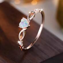 1 chiếc nhẫn đá tổng hợp hình trái tim thời trang, tượng trưng cho vẻ đẹp và sự ngọt ngào, quà tặng trang sức đính hôn/đám cưới - Hoa hồng vàng - Xem 15