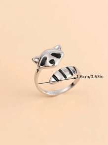 eTel LiKe 1Pc Animal Finger Nhẫn Gấu Trúc Có Thể Điều Chỉnh Quà Tặng Trang Sức Cho Phụ Nữ - Bạc - Xem 3
