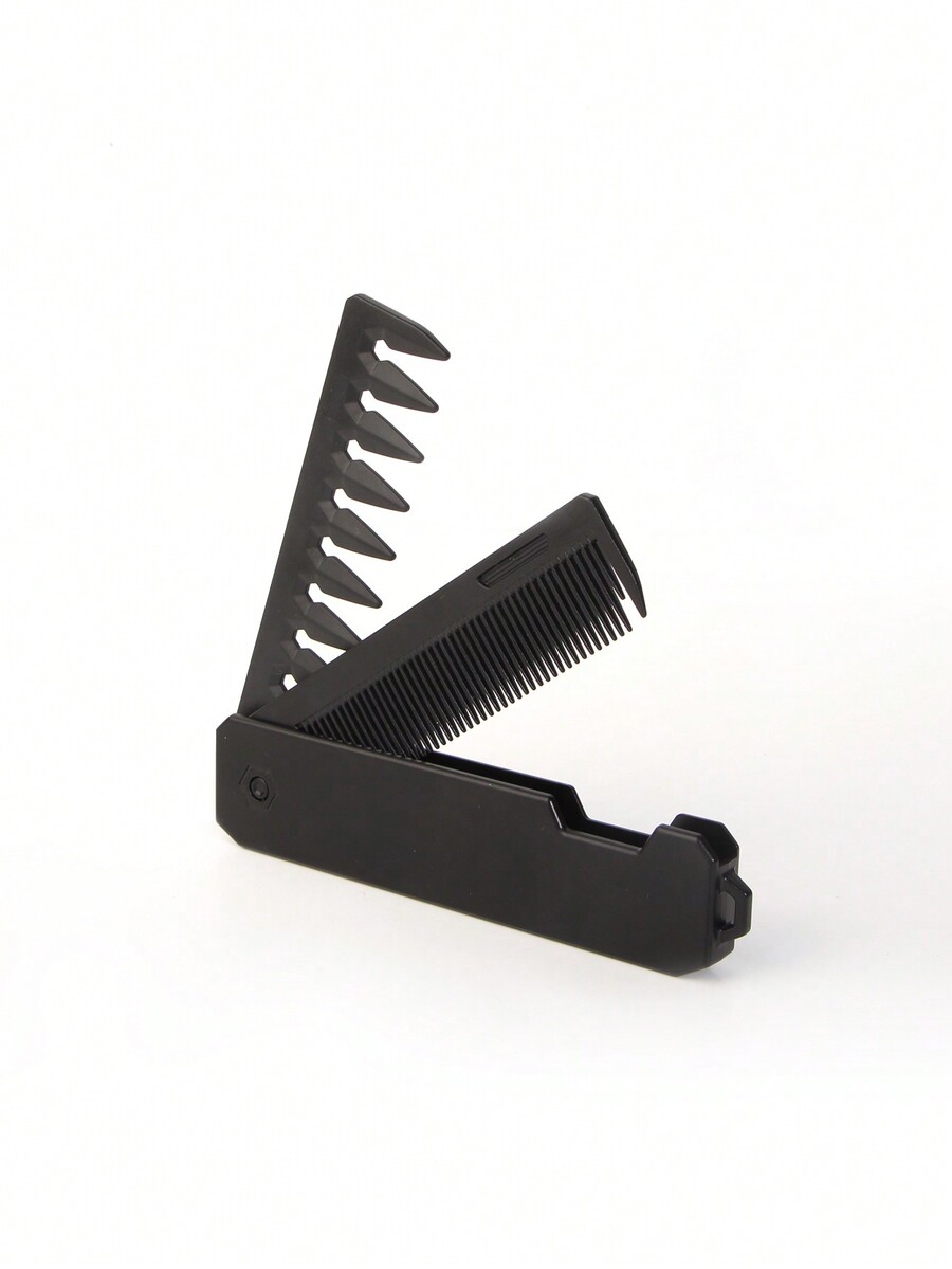 A Black TwoInOne Men's Folding Combs Greasy Back Combs Wide Teeth