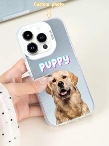 Funda de teléfono antideslizante de combinación suave-dura TPU+PC con texto láser personalizado e imagen de mascota compatible con iPhone/Galaxy/Redmi/Oppo