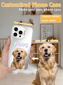 Funda de teléfono antideslizante de combinación suave-dura TPU+PC con texto láser personalizado e imagen de mascota compatible con iPhone/Galaxy/Redmi/Oppo