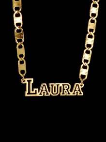 1PC Stainless Steel Hollow Letter Necklace DIY Personalized Simple Japanese Character Chain Necklace Bracelet Accessory Production Customizable Name Simple Daily Style, Products Include Gift Boxes, Valentine's Day Gifts, Birthday Gifts, Mother's Day Gifts, Daily Gifts Valentines