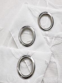 1 件刺绣花卉半透明窗帘，时尚藤蔓设计窗帘，轻薄，隔热，适用于客厅和卧室，顶部带孔眼，适合户外活动 - 白色 - 查看 10