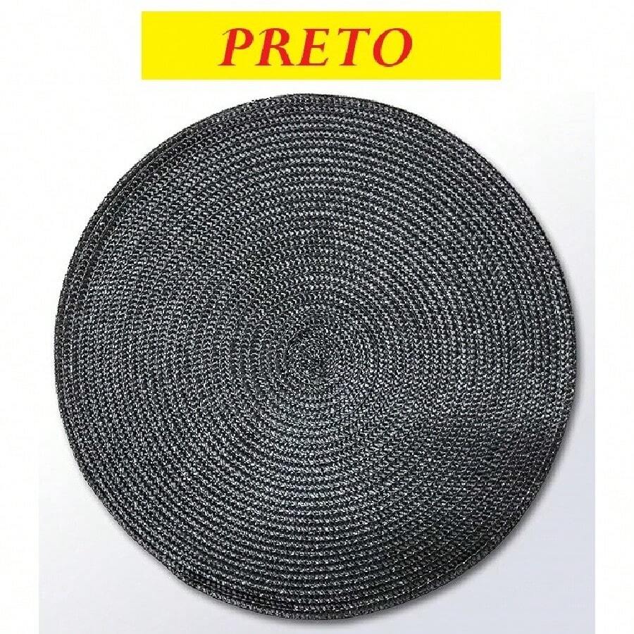 KIT 6 Or 4 Round Table Rests 37.5cm Decorative Placemat For Kitchen Sophisticated And Elegant - 黑色 - 查看 1