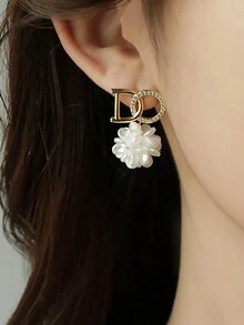 Bộ 5 món trang sức hoa tai đính đá, ngọc trai, trái tim, nơ thanh lịch theo phong cách Pháp cao cấp được cá nhân hóa - Nhiều màu - Xem 2