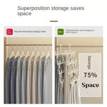 5pcs Expandable Pants Hangers, Stacking Pants Clips, Storage Solution, Non-Marking Clothes Hanger, Skirt Clip Hooks, Rotatable, Telescoping And Adjustable Garment Rack, Retail Display Hanging