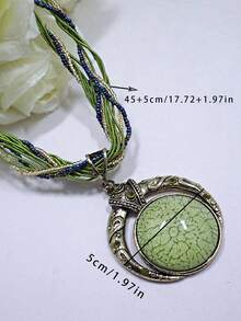 Vòng cổ hạt gạo dệt tay phong cách Bohemian mặt dây chuyền đá quý tròn cổ áo thông thường - Nhiều màu - Xem 5