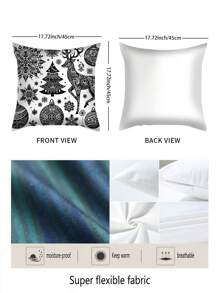 4pcs New Christmas Series Polyester Plush Cushion Cover Set - Black and White - View 2