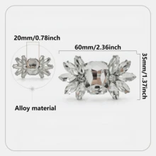 1 对可拆卸羽毛翅膀鞋夹配件，粉色、蓝色和白色，时尚、优雅，适合女士高跟鞋、浅口鞋和商务正装鞋 - 白色 - 查看 3